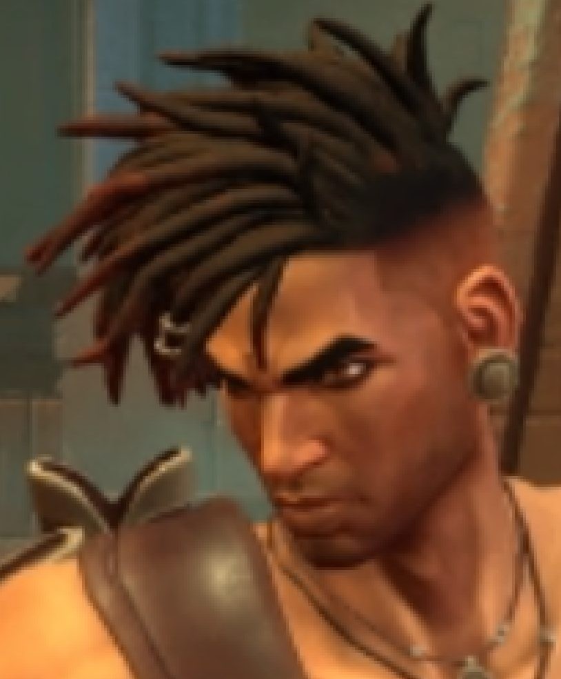 Original 720p game stream, zoomed on a character's face